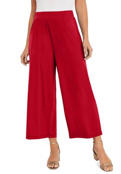 Stretch Knit Wide Leg Crop Pant