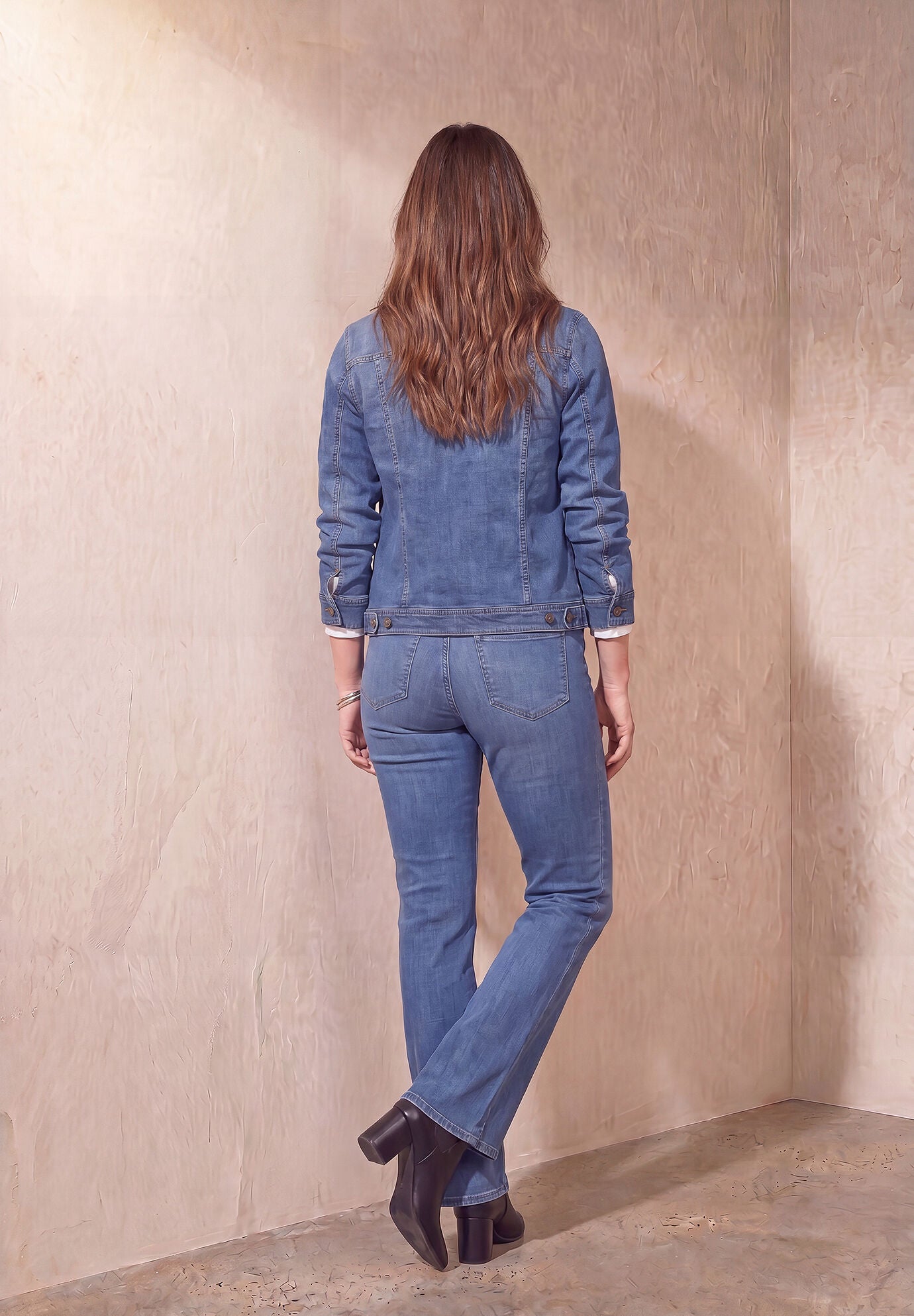 Classic Cotton Denim Jacket, MEDIUM STONEWASH, alternate image number 6