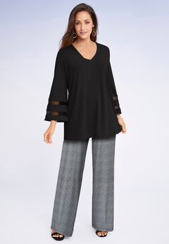 Stretch Knit Wide Leg Pant