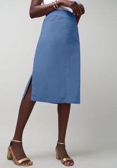 Comfort Waist Stretch Denim Midi Skirt