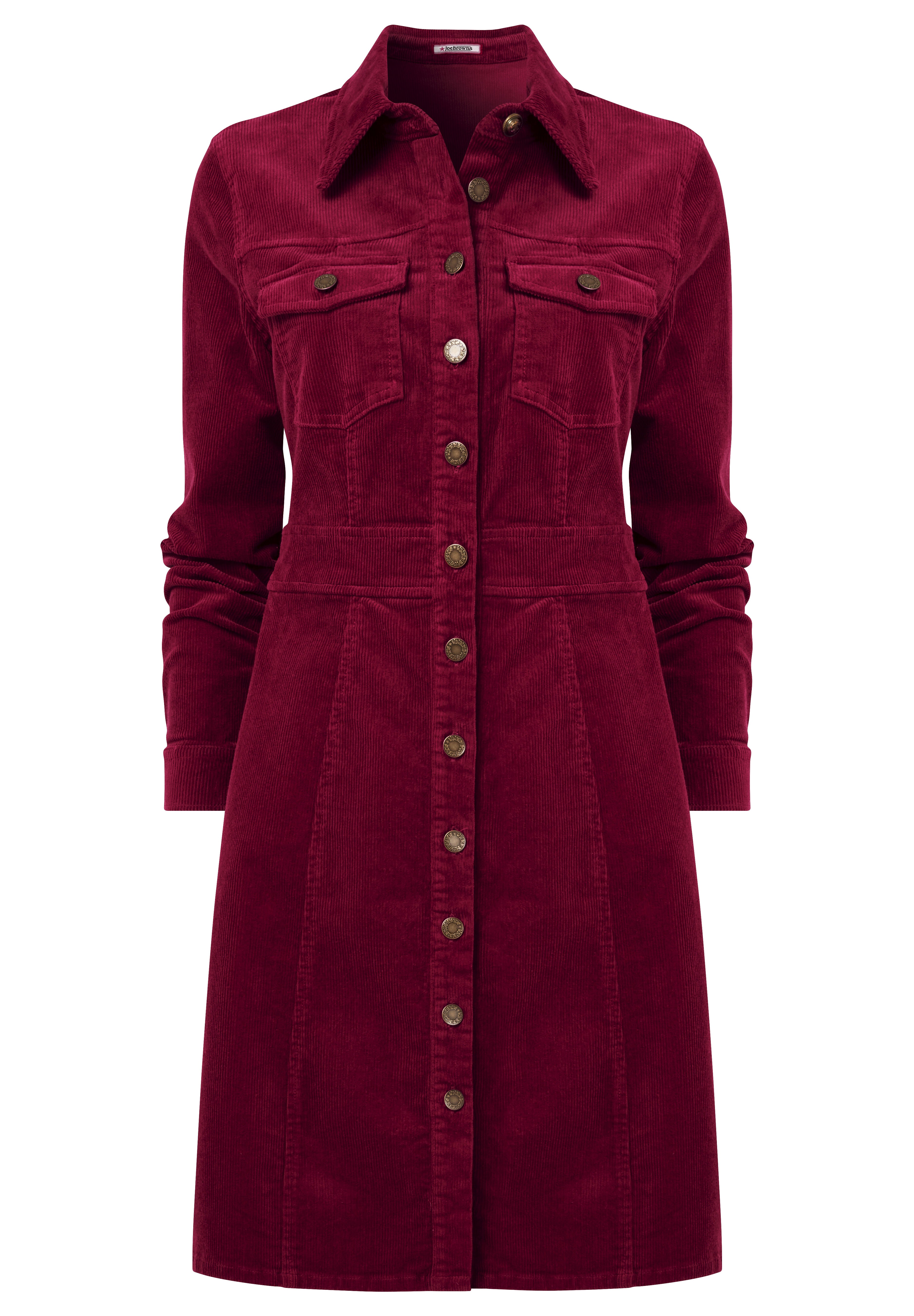 Corduroy Shirt Dress, BURGUNDY, alternate image number 3