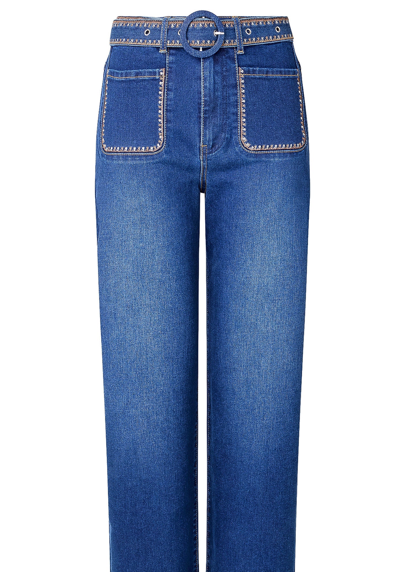 Embroidered Wide Leg Jeans, DARK BLUE EMBROIDERY, alternate image number 3