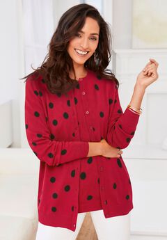 Fine Gauge Button-Front Cardigan
