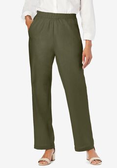 Lightweight Linen-Blend Straight-Leg Pants