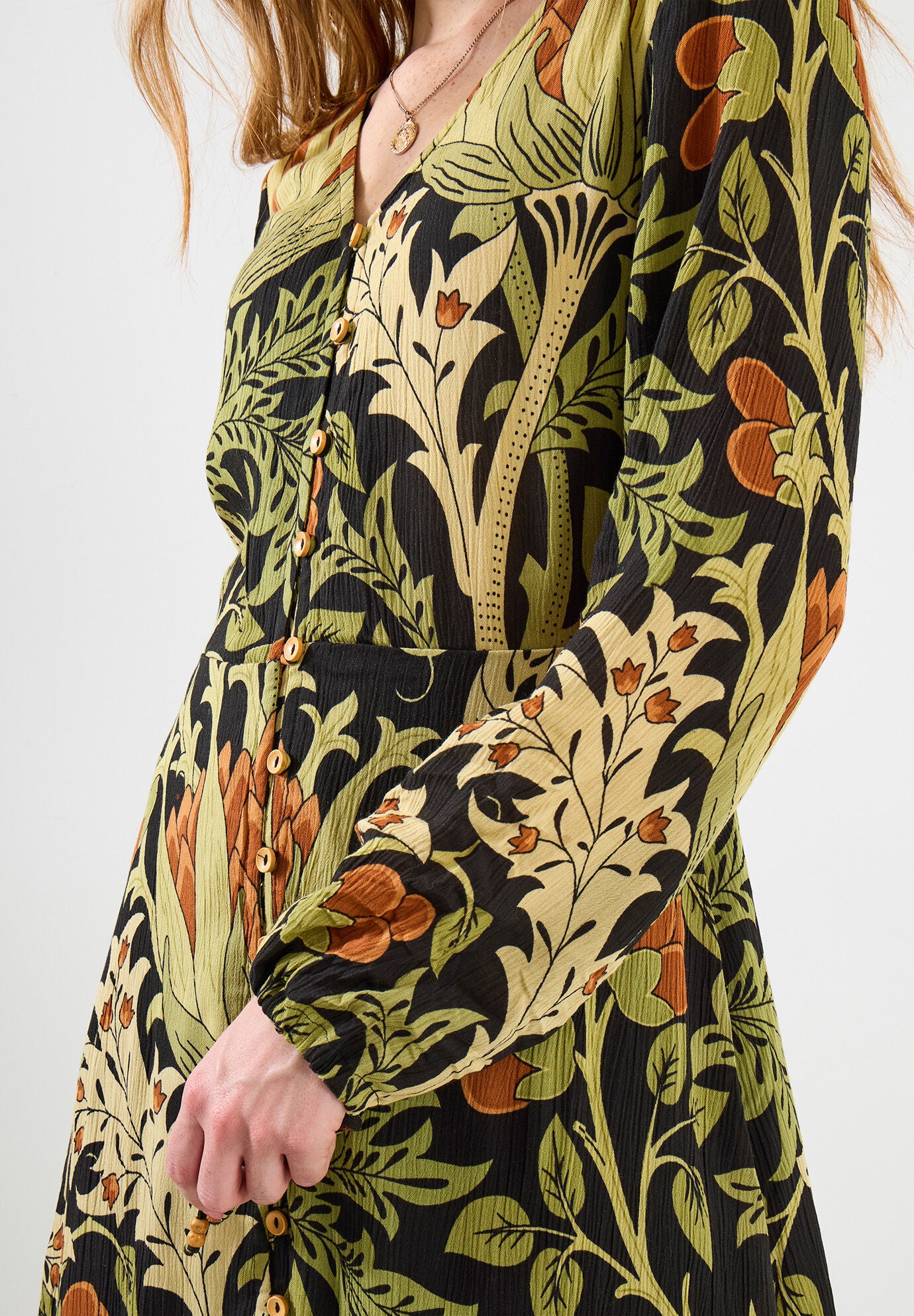 Hippie Midi Dress, VINTAGE ABSTRACT MEADOW, alternate image number 2