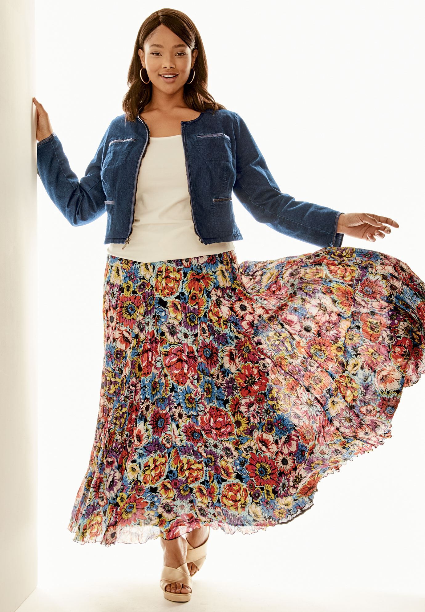 Flowing Crinkled Maxi Skirt, , on-hover image number 1
