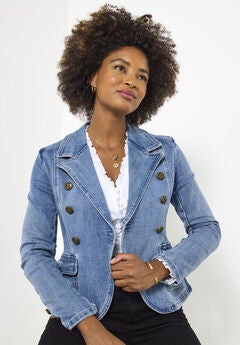 Double Breasted Denim Blazer