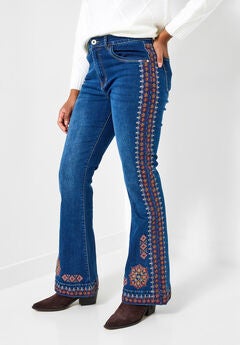 Embroidered Flare Jeans