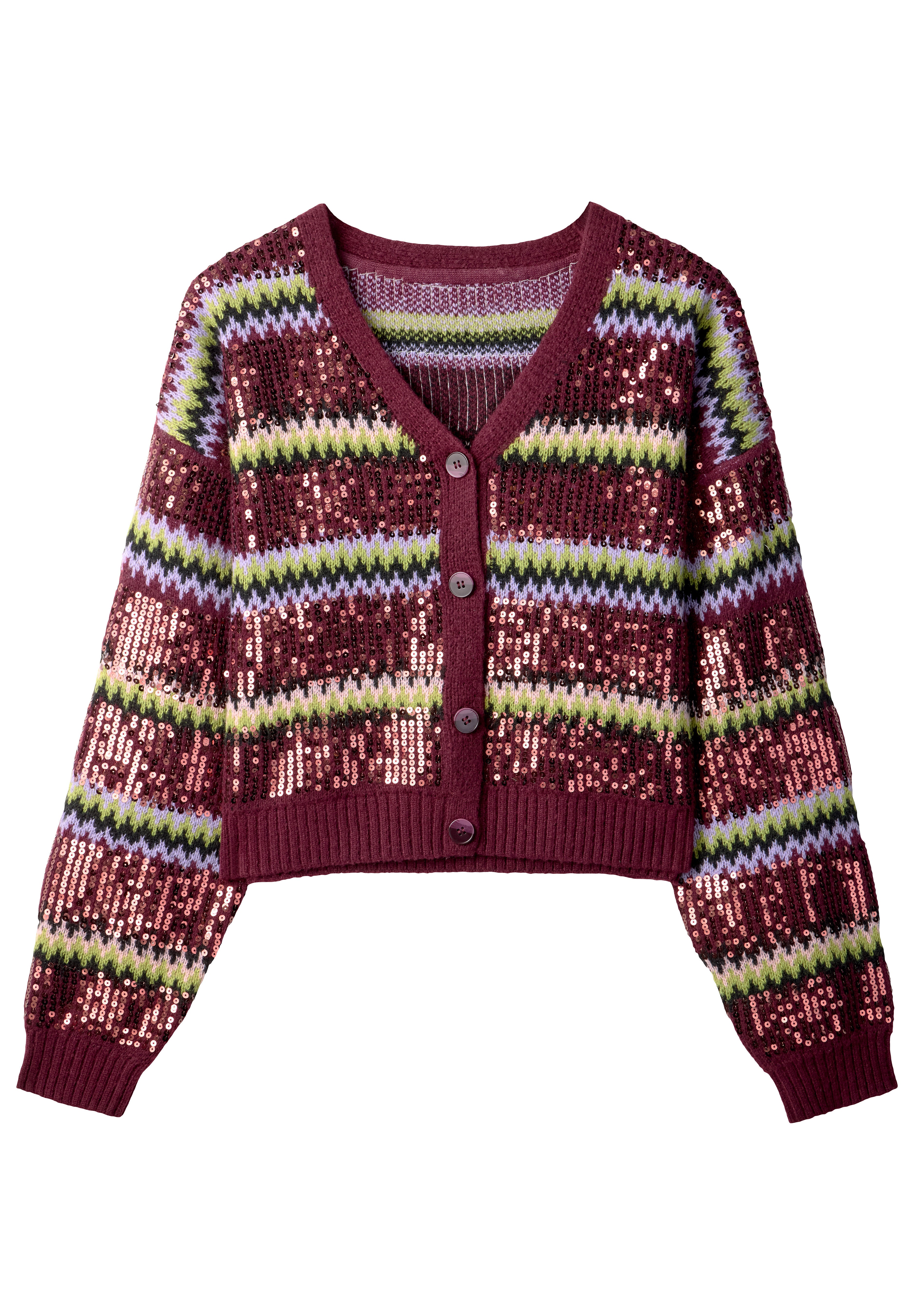 Sequin Sweater Cardigan, SEQUIN STRIPES, alternate image number 3