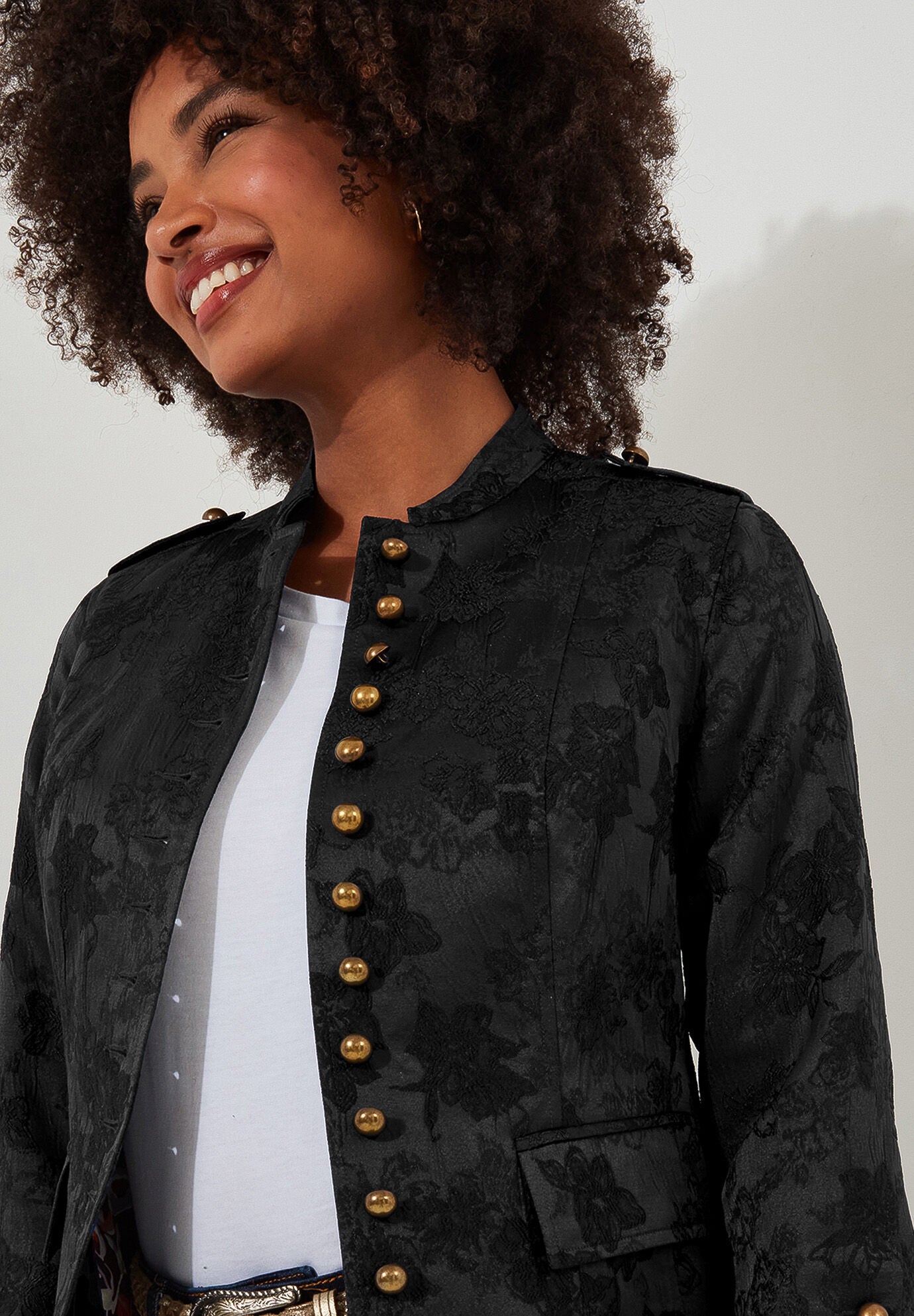 Refined Military Jacket, BLACK, alternate image number 3