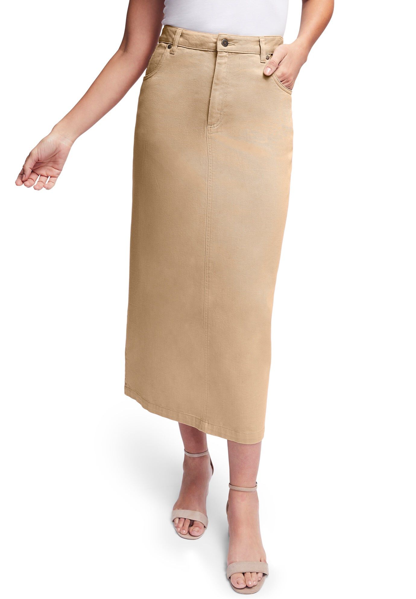Classic Cotton Denim Midi Skirt
