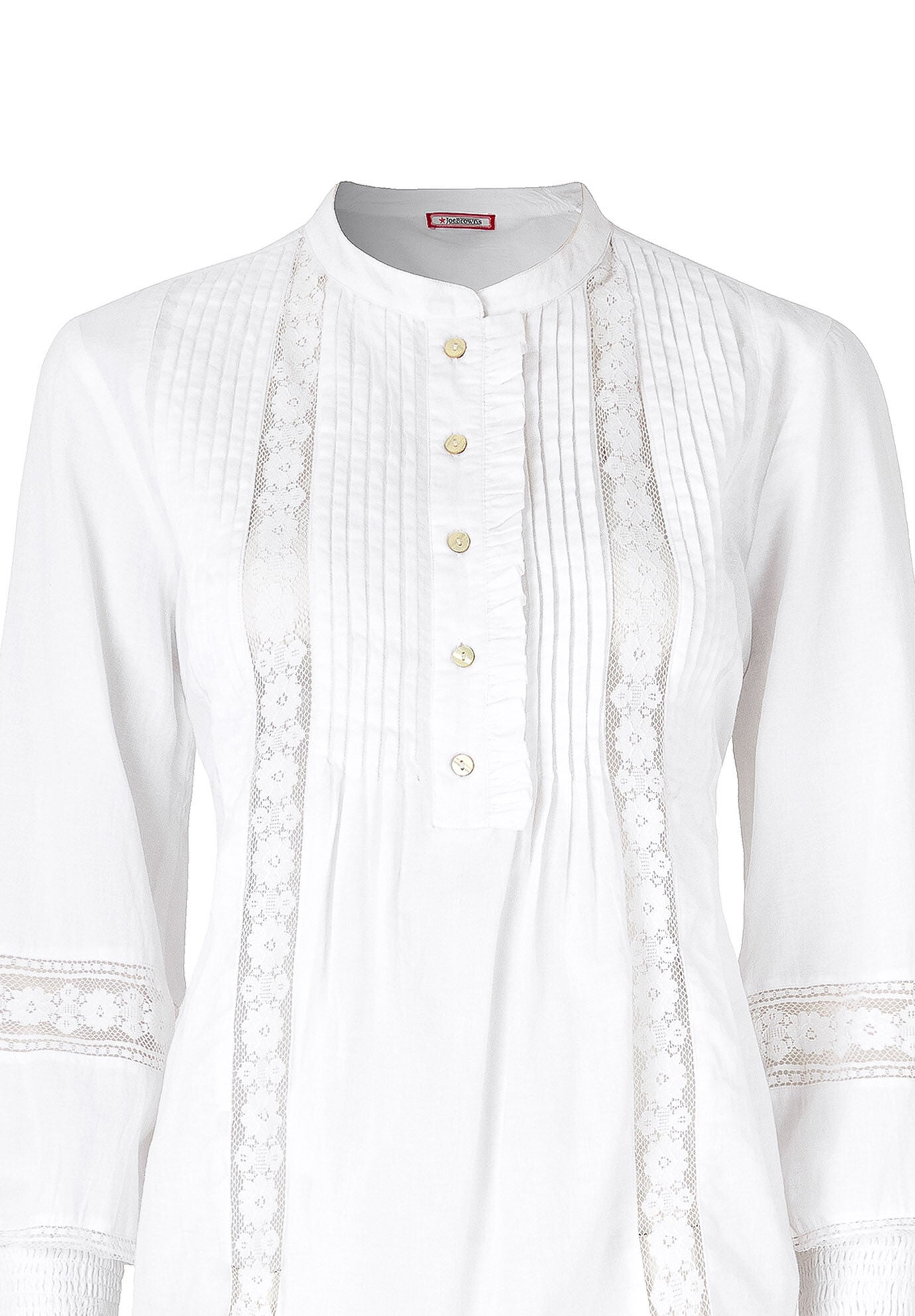 Boho Pintuck Blouse, WHITE, alternate image number 3