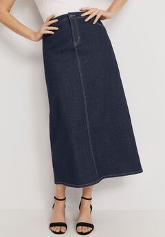 True Fit Stretch Denim Midi Skirt