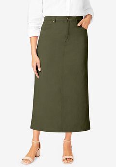 Classic Cotton Denim Midi Skirt