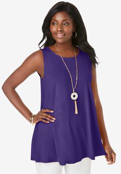 Stretch Knit Sleeveless Swing Tunic