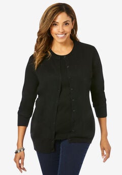 Fine Gauge Button-Front Cardigan