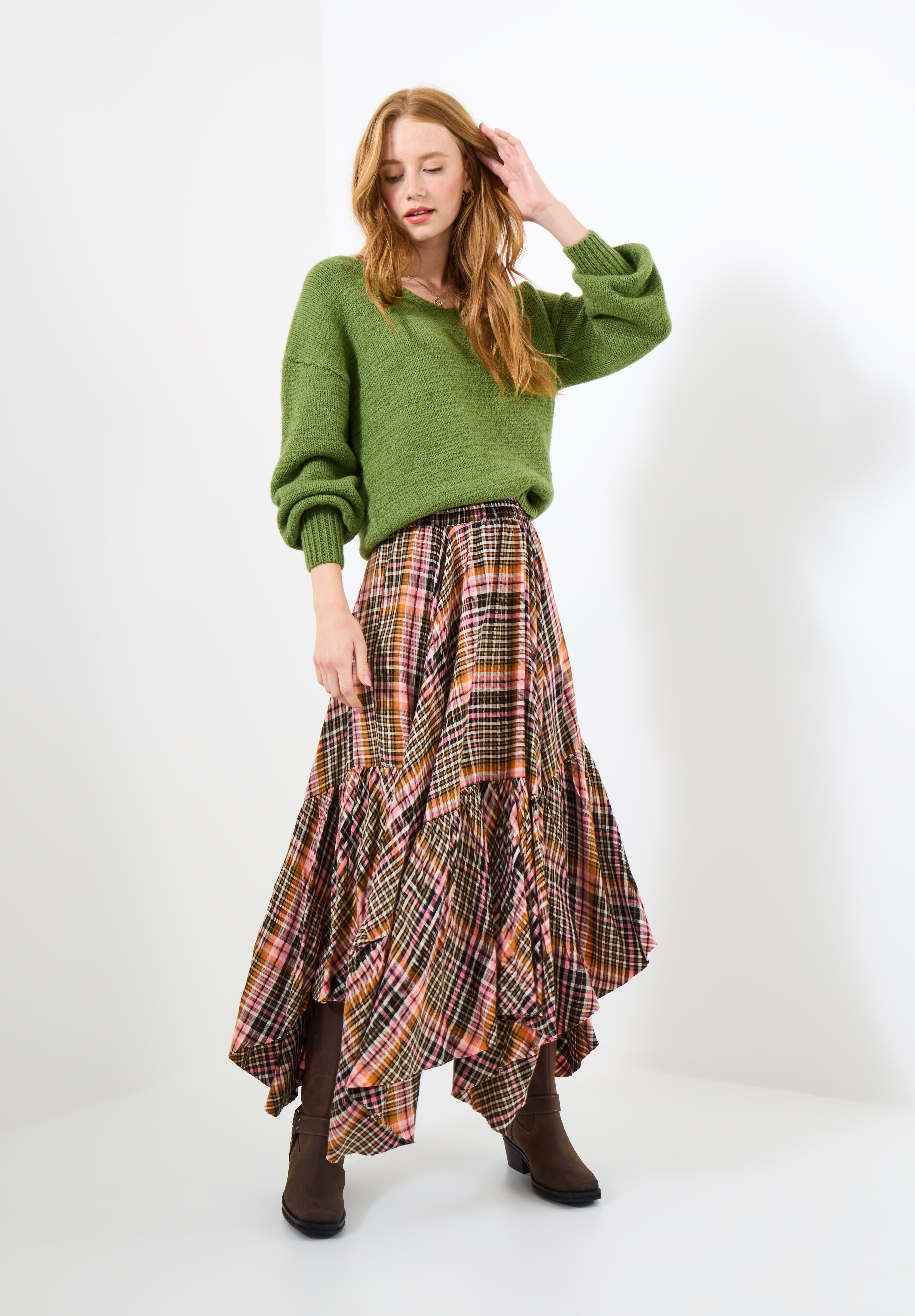 Cozy V-Neck Pullover Sweater, MOSS, alternate image number 4
