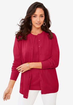 Fine Gauge Button-Front Cardigan