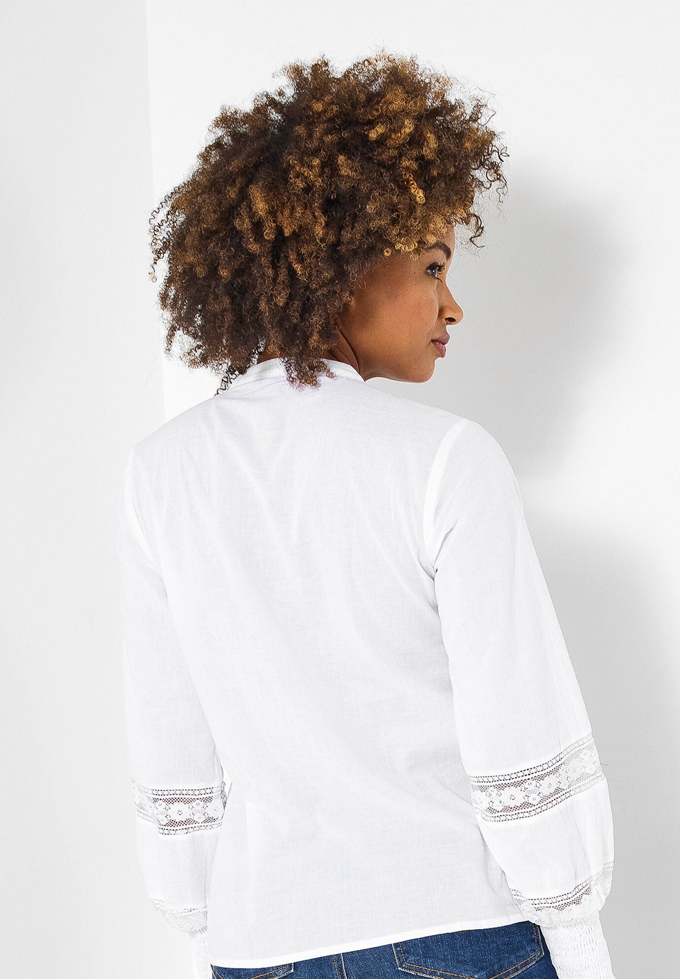 Boho Pintuck Blouse, WHITE, alternate image number 2