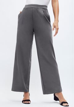 Stretch Knit Crepe Wide Leg Pant