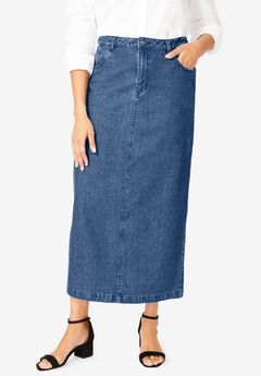 Plus Size Knee Length Denim Skirts