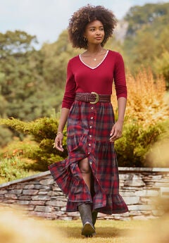 Stretch Knit V-Neck Tee