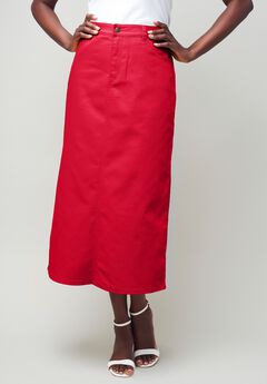 True Fit Stretch Denim Midi Skirt