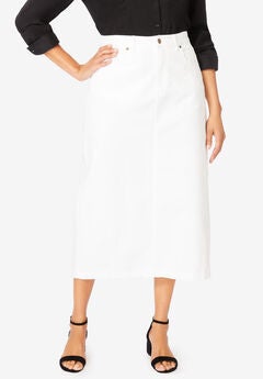 Plus Size White Denim Skirts