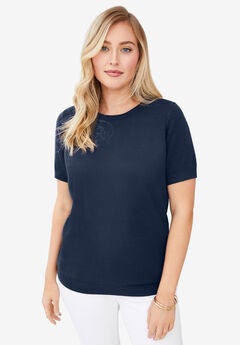 Fine Gauge Crewneck Knit Shell