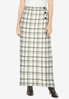 Side-Button Wool Skirt