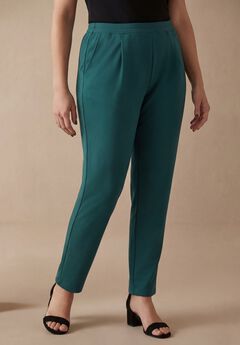 Stretch Knit Crepe Straight Leg Pants