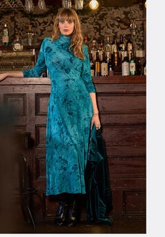 Mockneck Burnout Midi Dress