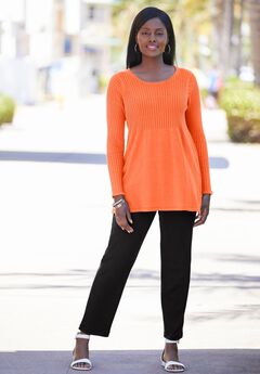 Ribbed Baby Doll Tunic Sweater