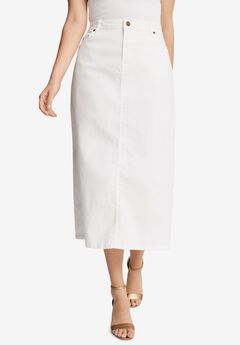 True Fit Stretch Denim Midi Skirt