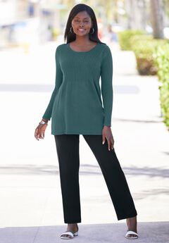Ribbed Baby Doll Tunic Sweater
