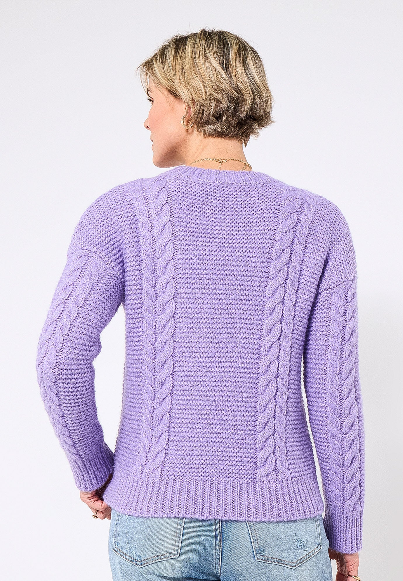 Chunky Cable Pullover, LILAC, on-hover image number 1