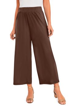 Stretch Knit Wide Leg Crop Pant