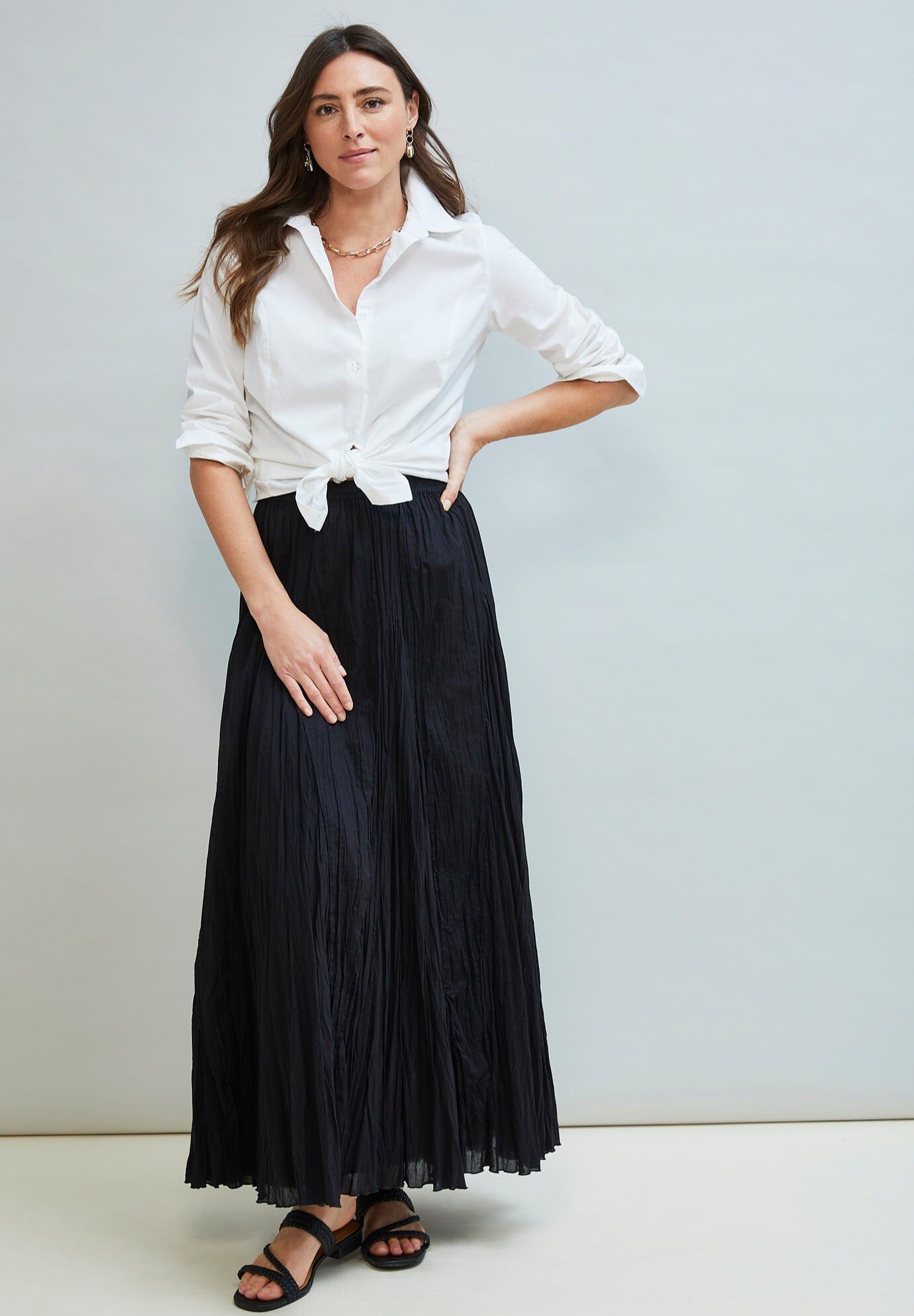 Flowing Crinkled Maxi Skirt﻿