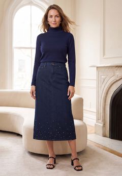 Plus Size Denim Maxi Skirts