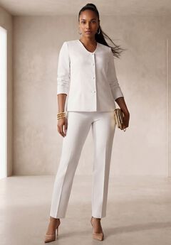 Shaped Crepe Jacket & Straight-Leg Pant Suit