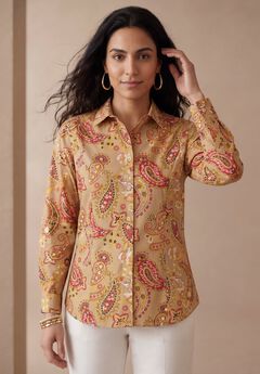 Stretch Cotton Poplin Button Down Shirt