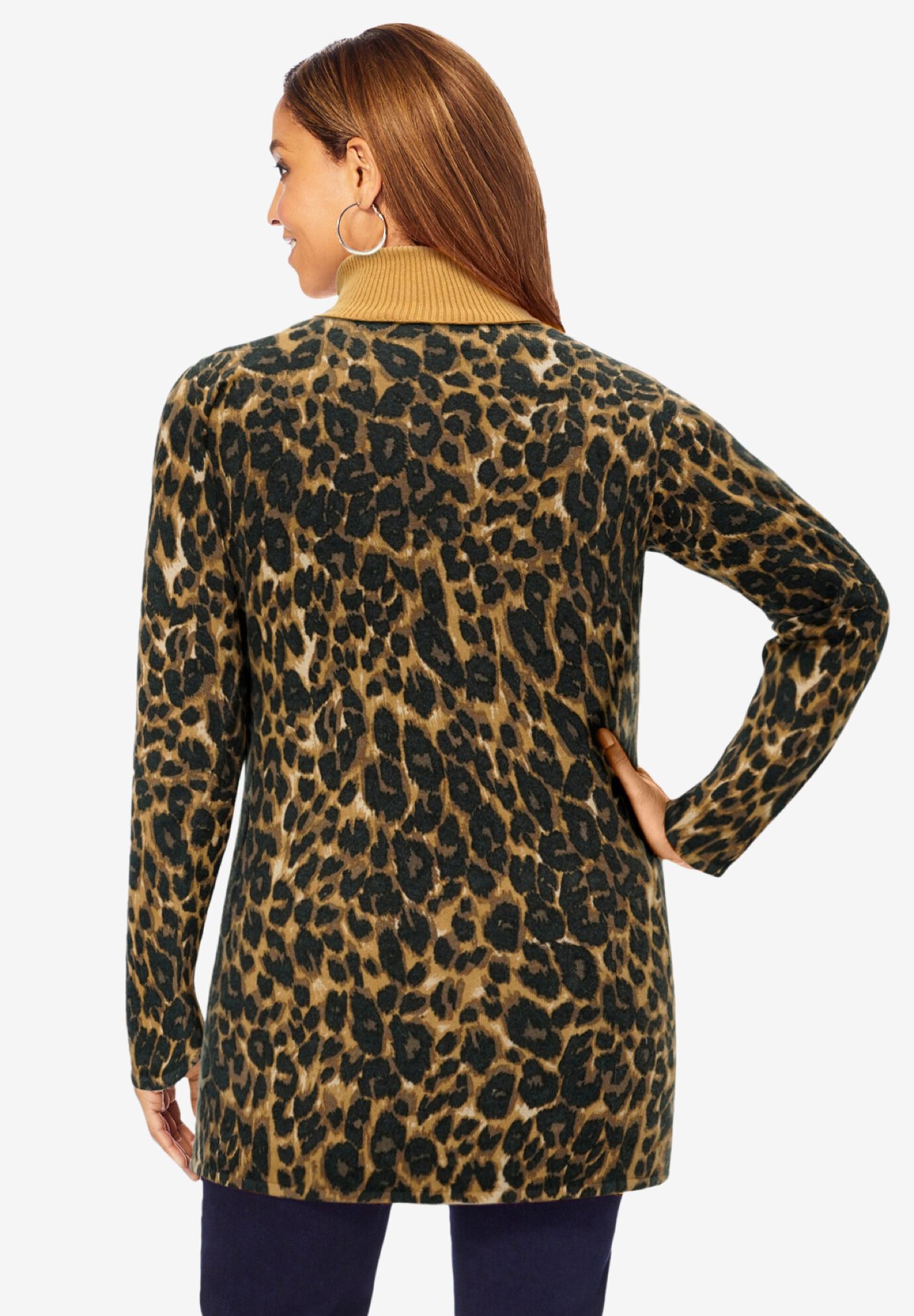 Cotton Cashmere Turtleneck, IVORY, alternate image number 2