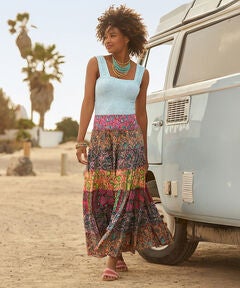 Smocked Waist Maxi Skirt