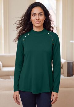 Gold Button Mockneck Sweater