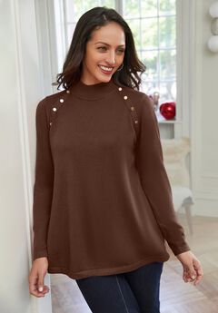 Gold Button Mockneck Sweater