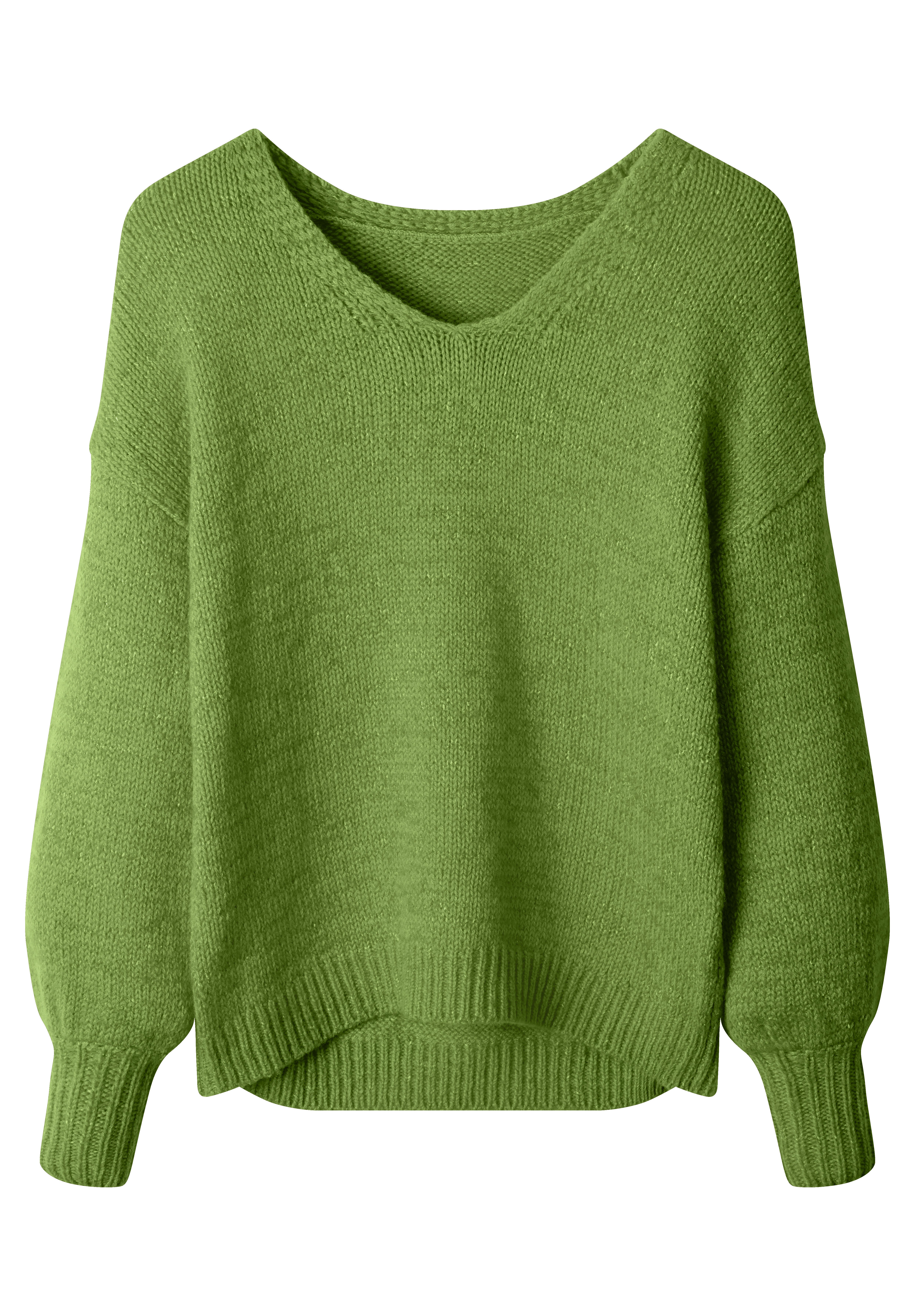 Cozy V-Neck Pullover Sweater, MOSS, alternate image number 3