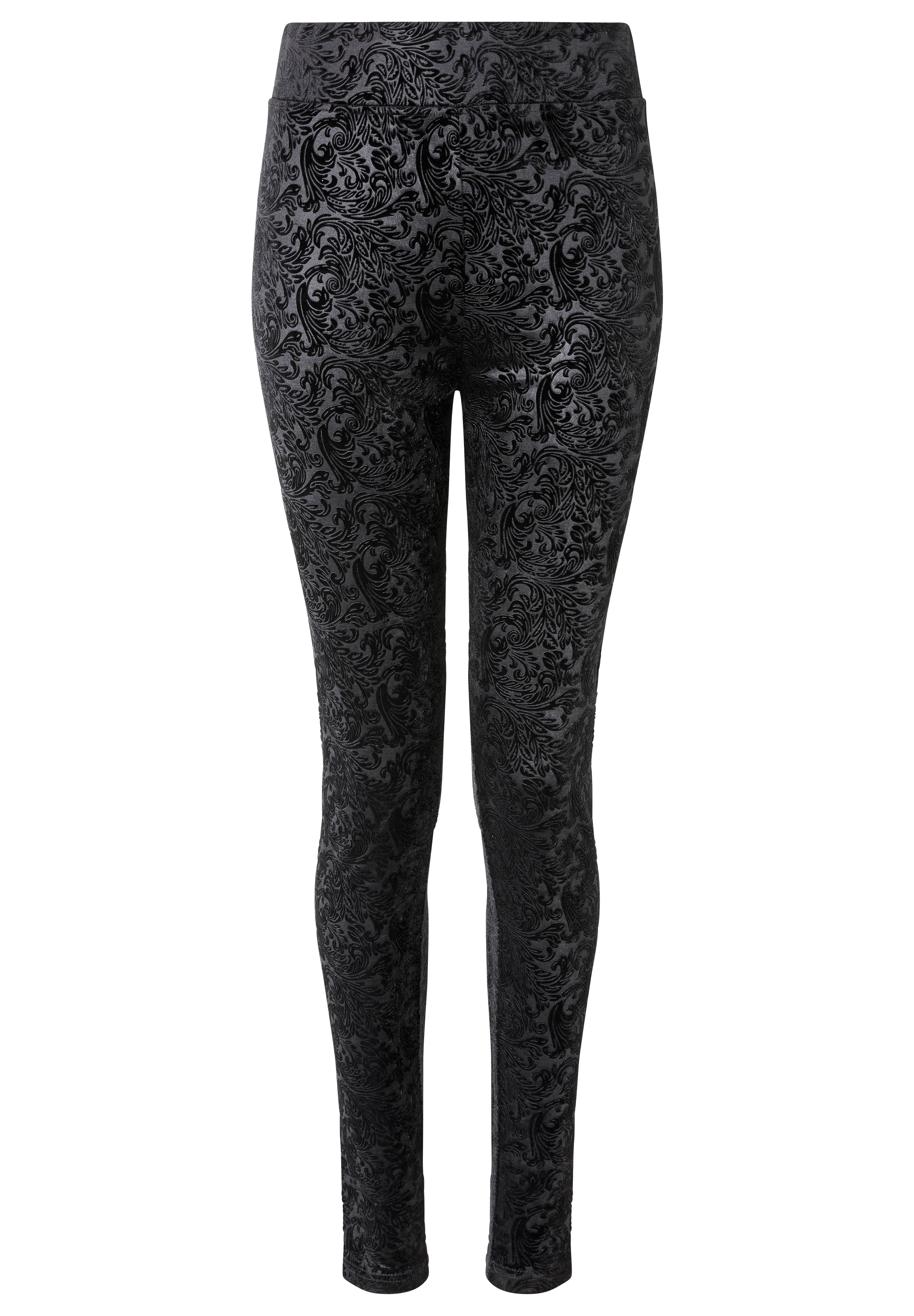 Stretch Velvet Legging, BLACK PAISLEY, alternate image number 3