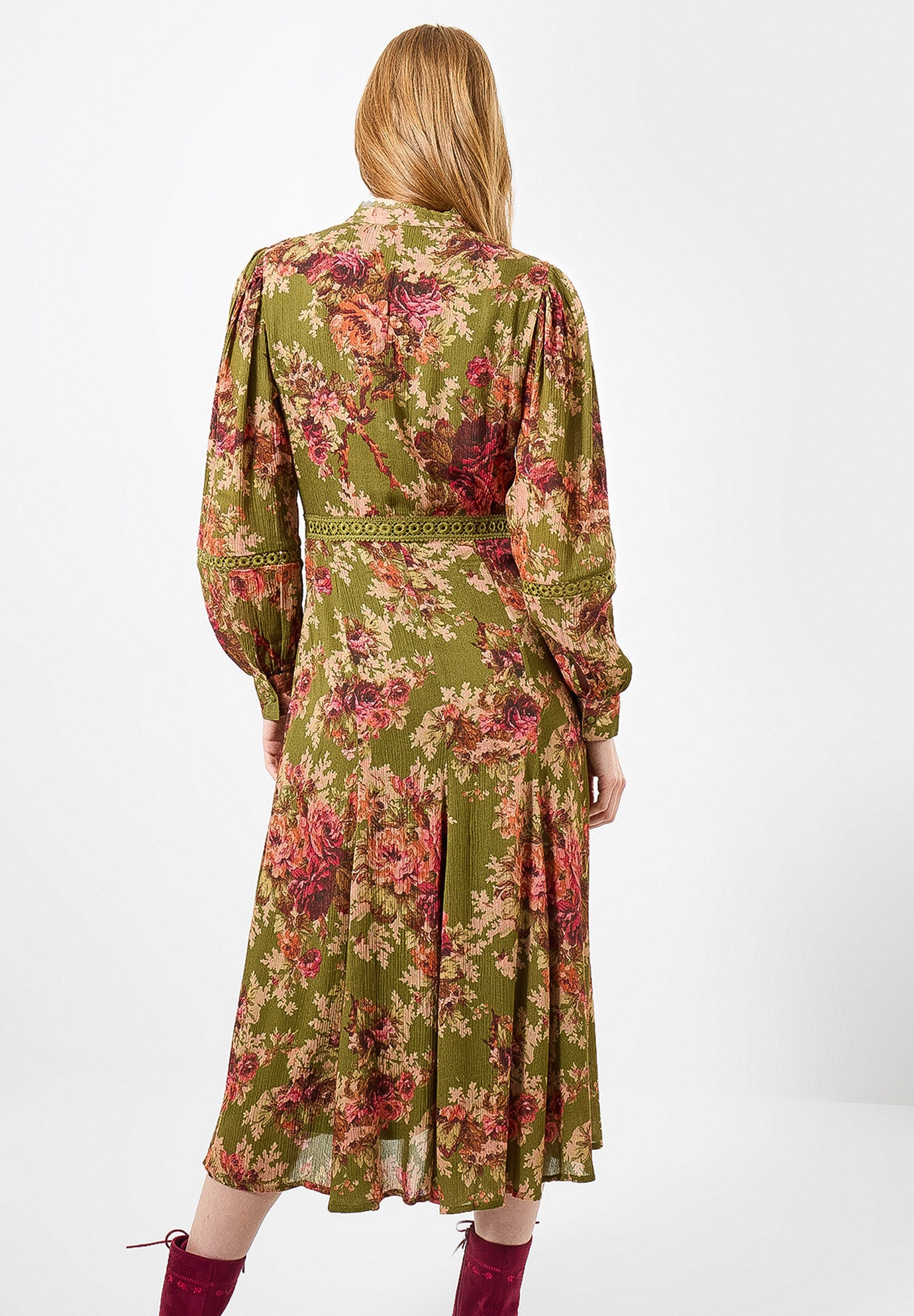 Autumn Peasant Maxi Dress, OLIVE BATIK BLOOM, alternate image number 2
