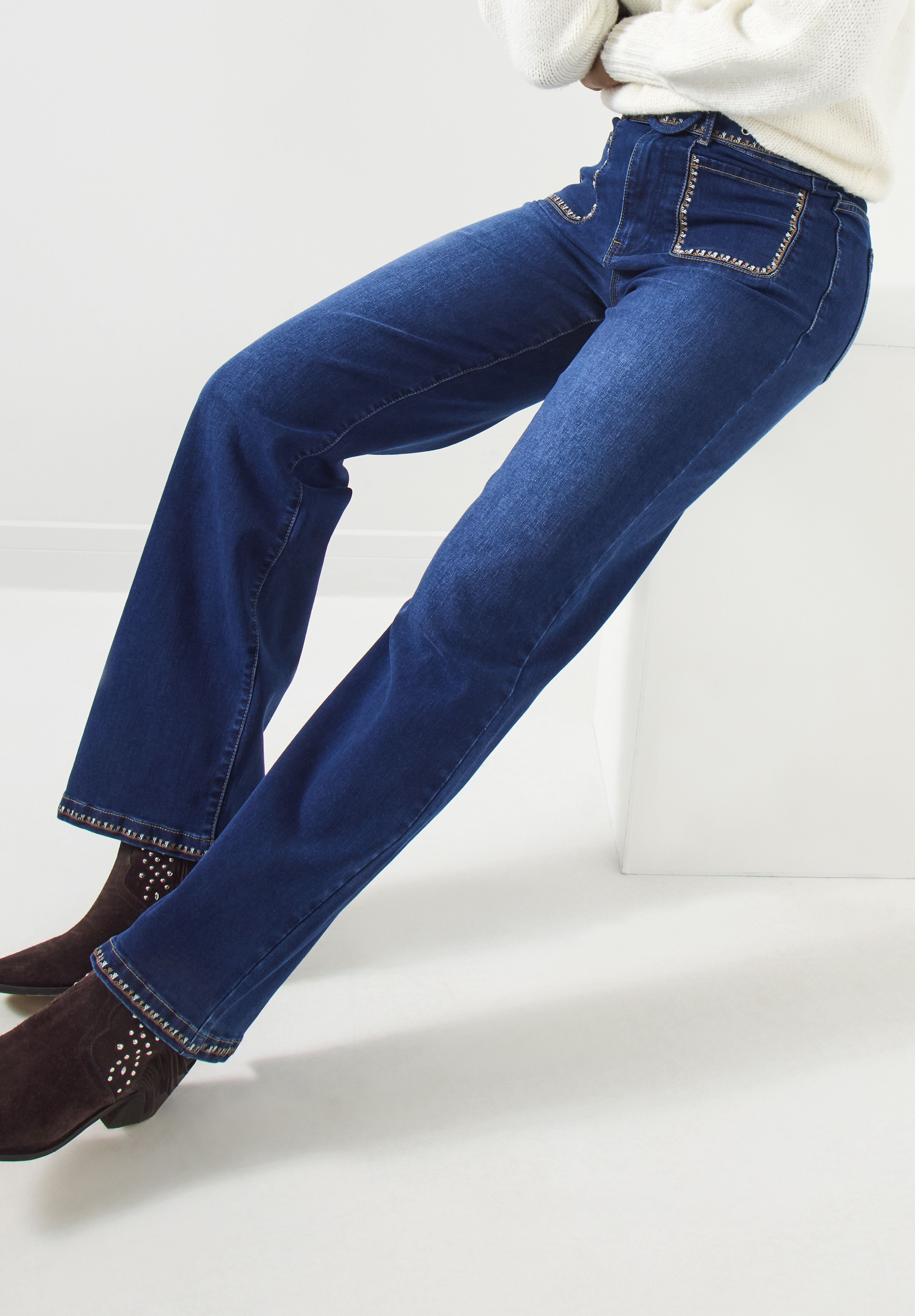 Vintage Bell Bottoms, DARK BLUE EMBROIDERY, alternate image number 4