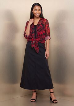 Plus Size Black Pull On Skirt